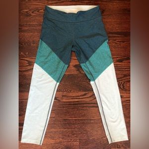 Outdoor Voices Springs 7/8 Tricolor Colorblock Leggings in Teal Size Large
